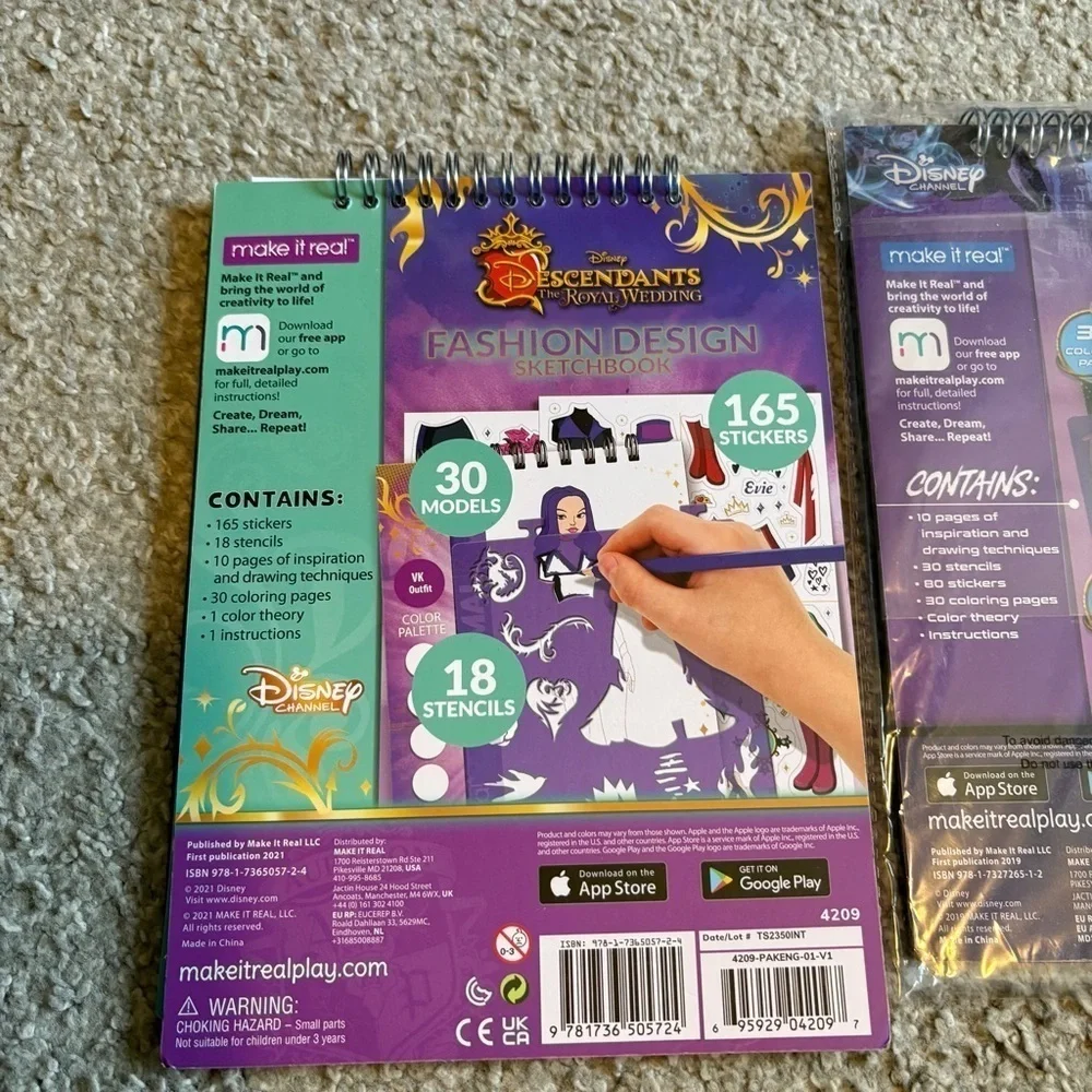 Disney Descendants & Descendants 3 Fashion Design Sketchbook Bundle Set NEW